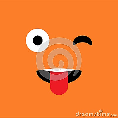 Winking, sarcastic, funny emotion emoji face. Simple emoticons pictograms. Vector illustration EPS 10 Cartoon Illustration