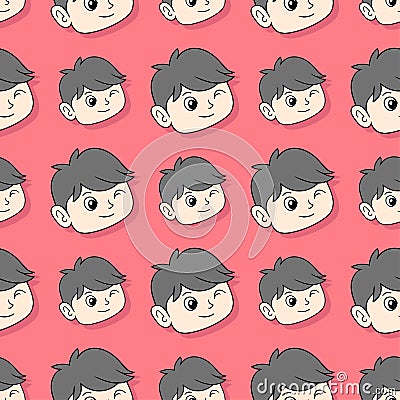 Winking seduction handsome boy seamless repeat pattern. background illustration Vector Illustration