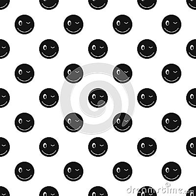 Winking smiley pattern, simple style Vector Illustration