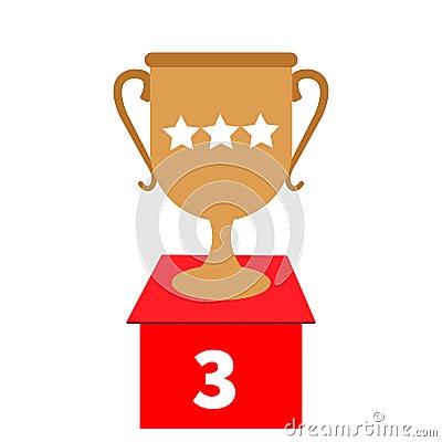 Winner Award Trophy Podium Gold Cup, silver Cup, bronze Cup. Sports Award first and second and third place in competition. Prize Vector Illustration