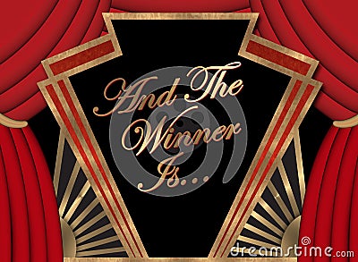 Winner Banner Movie Academy Award First Place Art Logo Sign Stock Photo