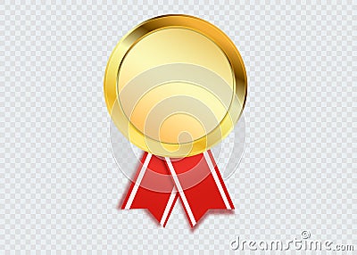 Winner concept. Blank golden medal isolated on white. Vector prize or trophy Vector Illustration