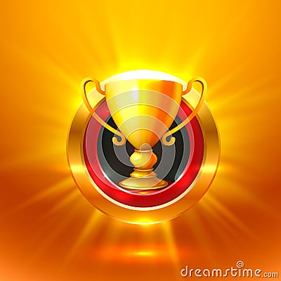 Winner cup gold sign. object. Vector Illustration