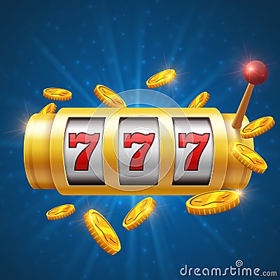 Winner gambling vector background with slot machine. Casino jackpot concept Vector Illustration