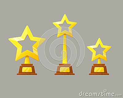 Winner gold cup. Trophy star icon Vector Illustration