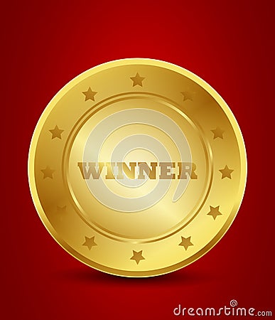 Winner gold seal Vector Illustration