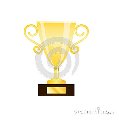 Winner gold trophy cup isolated on white background Vector Illustration