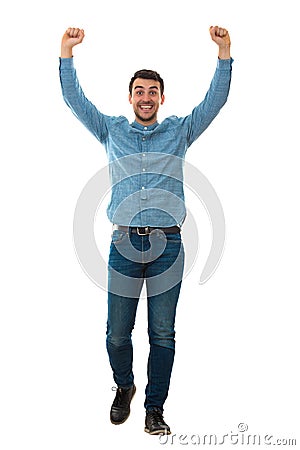 Winner hands up Stock Photo