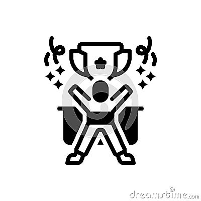 Black solid icon for Winner, triumphant and trophy Stock Photo