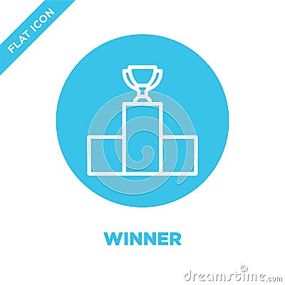 winner icon vector. Thin line winner outline icon vector illustration.winner symbol for use on web and mobile apps, logo, print Vector Illustration