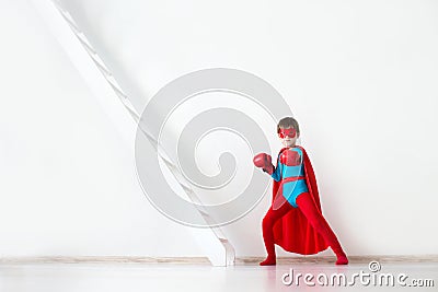 Winner. Kid super hero. Stock Photo