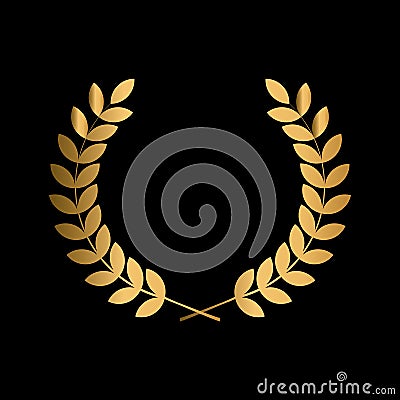 Winner label sign. leaf symbol victory. gold award laurel wreath Vector Illustration