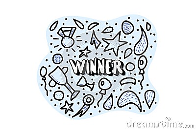 Winner lettering with decoration. Vector quote. Vector Illustration