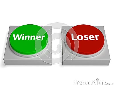 Winner Loser Buttons Show Gambling Or Betting Stock Photo