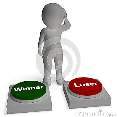 Winner Loser Buttons Shows Winning Or Losing Stock Photo