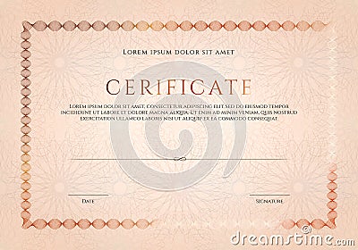 Winner luxury certificate template design, blank diploma in old vintage colours Vector Illustration