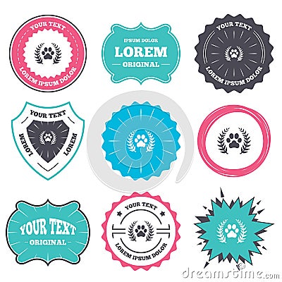 Winner pets laurel wreath sign icon. Vector Illustration