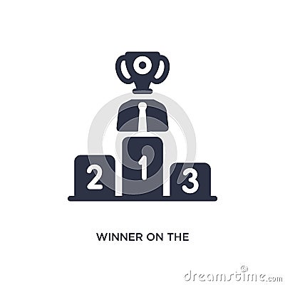 winner on the podium icon on white background. Simple element illustration from productivity concept Vector Illustration