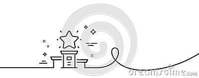 Winner podium line icon. First place sign. Best rank star. Continuous line with curl. Vector Stock Photo