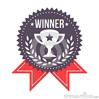 Winner Prize Badge With Trophy Icon Stock Photo