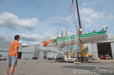 Winner Race boat construction Editorial Stock Photo