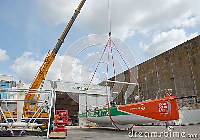 Winner Race boat construction Editorial Stock Photo