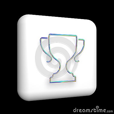 winner's cup, 3d icon on a white cube, rainbow metallic outline with sequins Stock Photo