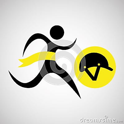 Winner silhouette sport horse ridding helmet Vector Illustration