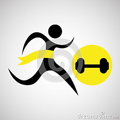 Winner silhouette sport weight barbell Vector Illustration