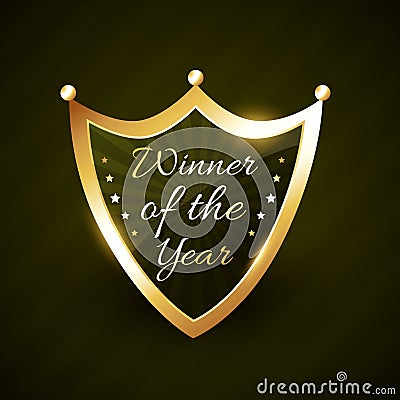 Winner of the year golden shiny label badge vector Stock Photo