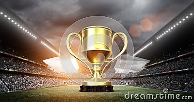 Winners cup in the stadium Stock Photo