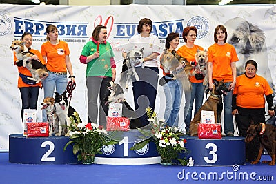 Winners at dogshow EURASIA 2011 Editorial Stock Photo
