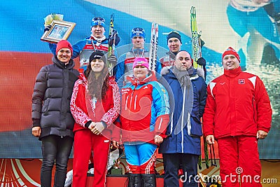 Winners of FIS Continental Cup ski racing Editorial Stock Photo