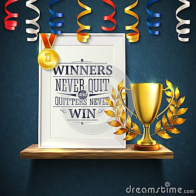 Winners Quotes Reslistic Illustration Vector Illustration