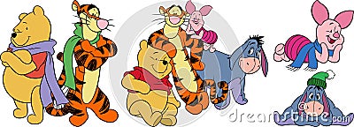 winnie the pooh with friends Vector Illustration