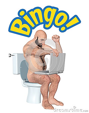 Winning Bingo Toilet Entertainment Illustration Stock Photo