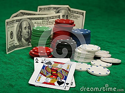 A winning blackjack hand Stock Photo