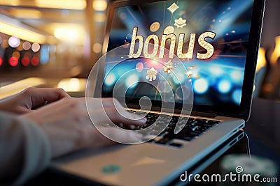 Winning and bonus concept, , banner and wallpaper for bonus and win, prize, triumph of victory, joy of achieving what Stock Photo