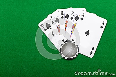 Winning combination in a poker Royal Flush Stock Photo