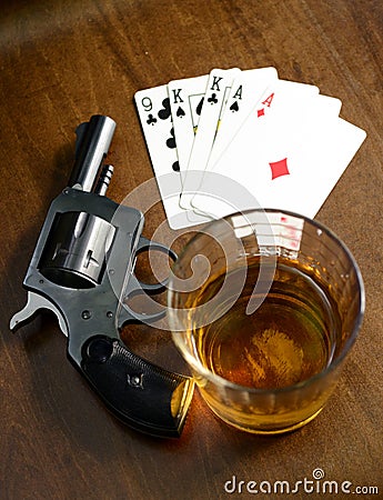 Winning hand and a deadly poker game Stock Photo