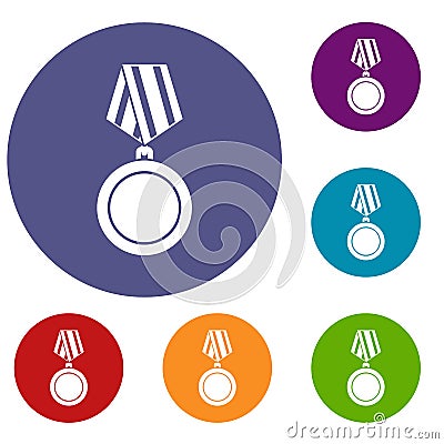 Winning medal icons set Vector Illustration