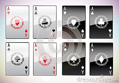 A winning poker hand of four aces Vector Illustration