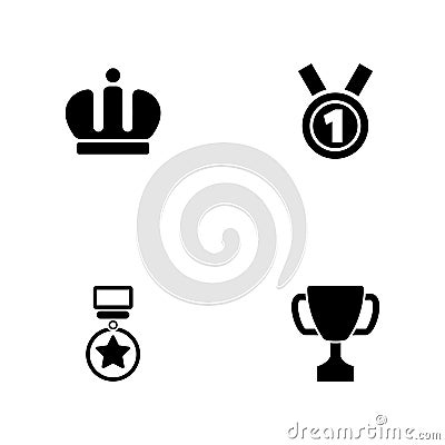 Winning - a set of black four solid icons isolated on a white background Vector Illustration