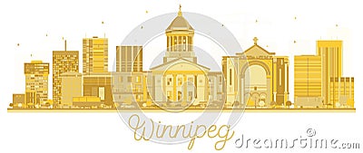 Winnipeg Canada City skyline golden silhouette. Cartoon Illustration