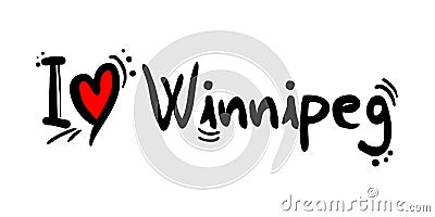 Winnipeg, city of Canada love message Vector Illustration