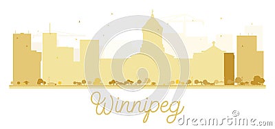 Winnipeg City skyline golden silhouette. Cartoon Illustration