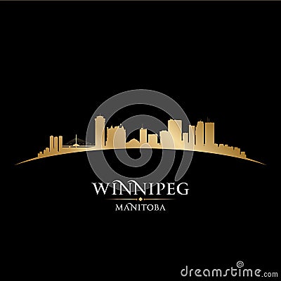 Winnipeg Manitoba Canada city skyline silhouette black background Vector Illustration