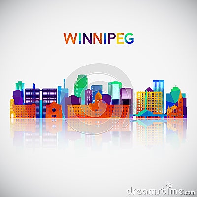 Winnipeg skyline silhouette in colorful geometric style. Vector Illustration