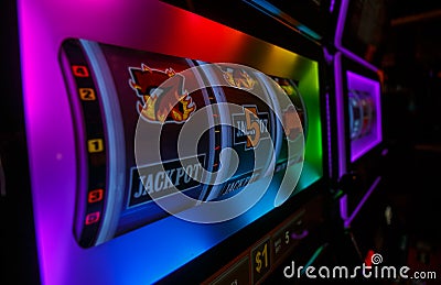 777 WINS by Las Vegas casino. Editorial Stock Photo