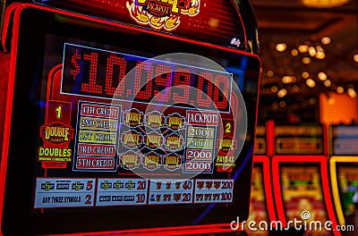 777 WINS by Las Vegas casino. Editorial Stock Photo